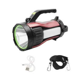 LED Επαναφορτιζόμενος Ηλιακός Διπλός Φακός 30W Ψυχρό Λευκό - Κόκκινο με 7 Λειτουργίες Φωτισμού HEL-T96