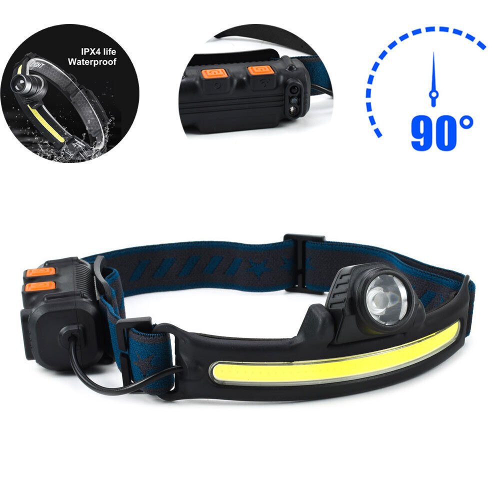 LED Επαναφορτιζόμενος Αδιάβροχος Φακός Κεφαλής 700LM με Αισθητήρα Κίνησης σε Ψυχρό Λευκό Φωτισμό W678-2