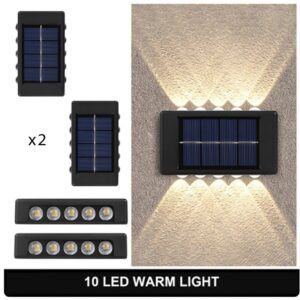Σετ LED Αδιάβροχα Ηλιακά Επιτοίχια Φωτιστικά με 10 SMD και Ενσωματωμένο Πάνελ σε Θερμό Λευκό Φωτισμό 2τμχ DY-8