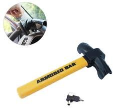 Αντικλεπτικό Μπαστούνι Τιμονιού Αυτοκινήτου 35x18cm με Κλειδιά Κίτρινο HW-0159
