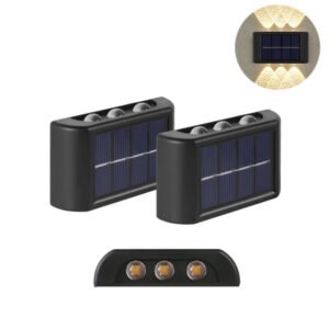 Σετ LED Αδιάβροχα Ηλιακά Επιτοίχια Φωτιστικά με 6 SMD και Ενσωματωμένο Πάνελ σε Θερμό Λευκό Φωτισμό 2τμχ DY-7