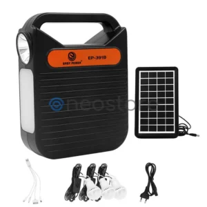 Αυτόνομο Ηλιακό Σύστημα Φωτισμού με 3 Λάμπες και Φακό με Διάρκεια έως 25 ώρες EP-391