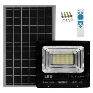 Led Αδιάβροχος Ηλιακός Προβολέας 200W 20480LM με Πάνελ και Τηλεχειριστήριο Rixme RLRL.X-200W