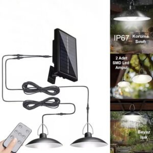 LED Ηλιακά Επαναφορτιζόμενα Κρεμαστά Φωτιστικά με Χρονοδιακόπτη & Τηλεχειριστήριο σε  Ψυχρό Λευκό Φωτισμό XF-707-2