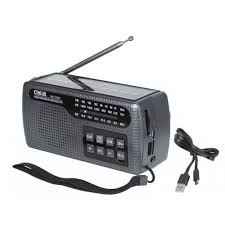 Φορητό Ραδιόφωνο Μπαταρίας με Ηλιακό Πάνελ και Μανιβέλα Φόρτισης tf, usb, cmik mk 245s Μαύρο