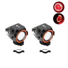 Σετ Προβολάκια Μοτοσυκλέτας U7 Αλουμινίου Αδιάβροχα με 3 Λειτουργίες Ψυχρό Λευκό - Κόκκινο Στεφάνι 30W 12V 2 τμχ