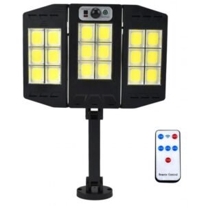 LED Αδιάβροχο Ηλιακό Επιτοίχιο Αναδιπλούμενο Φωτιστικό με Ανιχνευτή Κίνησης W796-6 Μαύρο