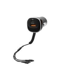 FM Transmitter με Βολτόμετρο 12V-24V με USB - MP3 Player - Οθόνη LCD και 3 Καλώδιο Φόρτισης 3 in 1 K2