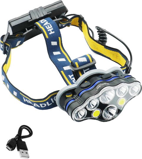 LED Επαναφορτιζόμενος Φακός Κεφαλής 2 COB 6 SMD IPX4 3000LM Ψυχρό Λευκό με 8 Λειτουργίες Φωτισμού BL - KL08